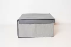 CAJA DE TELA “FIKA” CON VISOR Y TAPA - Marian Todo Organizado