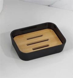 JABONERA RECTANGULAR NORDICA LISA CON TAPA DE BAMBOO