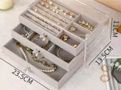 ORGANIZADOR / ALHAJERO "CORCEGA" CON 3 CAJONES Y DIVISIONES AFELPADO - Marian Todo Organizado