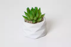 MACETA ROMBOS "SUCULENTA" BLANCA CON PLANTA ARTIFICIAL - tienda online