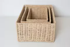 Imagen de CANASTO "GIRONA" RECTANGULAR DE FIBRAS NATURALES "M" #2