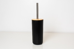 CEPILLO / ESCOBILLA DE BAÑO "NORDICA RAYAS" CON TAPA DE BAMBOO Y MANGO CROMADO - comprar online