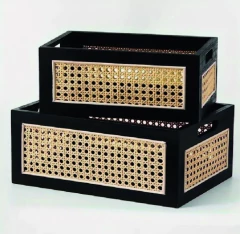 CANASTO "SUECIA VIP" DE MADERA Y ESTERILLA "S" - tienda online