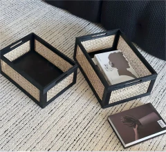 CANASTO "SUECIA VIP" DE MADERA Y ESTERILLA "S"