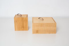 CAJA CON TAPA "VALSEN SQUARE" DE BAMBOO RAYAS "S" - Marian Todo Organizado