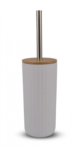 CEPILLO / ESCOBILLA DE BAÑO "NORDICA RAYAS" CON TAPA DE BAMBOO Y MANGO CROMADO - tienda online