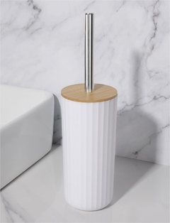 CEPILLO / ESCOBILLA DE BAÑO "NORDICA RAYAS" CON TAPA DE BAMBOO Y MANGO CROMADO en internet