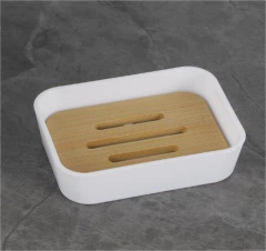JABONERA RECTANGULAR NORDICA LISA CON TAPA DE BAMBOO - comprar online