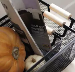 CANASTA DE METAL "TRACY" "M" CON MANIJAS DE BAMBOO - tienda online