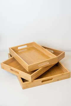 BANDEJA "VALSEN" RECTANGULAR "M" BAMBOO CON ASAS #2 - comprar online