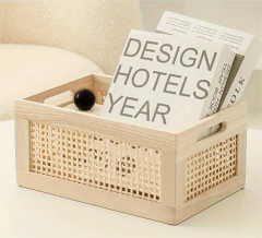 CANASTO "SUECIA VIP" DE MADERA Y ESTERILLA "L"