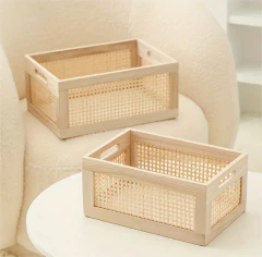 CANASTO "SUECIA VIP" DE MADERA Y ESTERILLA "L" - comprar online