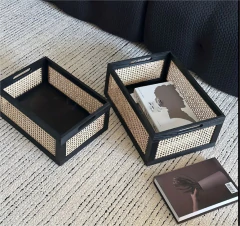 CANASTO "SUECIA VIP" DE MADERA Y ESTERILLA "L" - tienda online