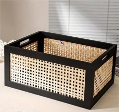 Imagen de CANASTO "SUECIA VIP" DE MADERA Y ESTERILLA "L"