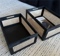 CANASTO "SUECIA VIP" DE MADERA Y ESTERILLA "S"