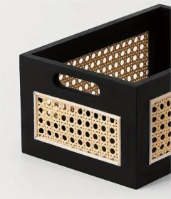 CANASTO "SUECIA VIP" DE MADERA Y ESTERILLA "L" - comprar online