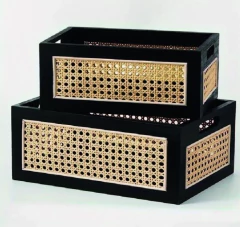 CANASTO "SUECIA VIP" DE MADERA Y ESTERILLA "S" - tienda online