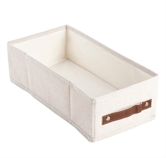 Imagen de CAJA PLEGABLE "REMI" DE TELA "S" CON MANIJA DE CUERO