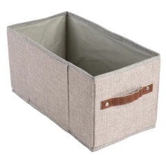 CAJA PLEGABLE "REMI" DE TELA "M" CON MANIJA DE CUERO - comprar online