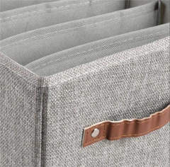 CAJA PLEGABLE "REMI" DE TELA 7 DIVISIONES "L" CON MANIJA DE CUERO - comprar online