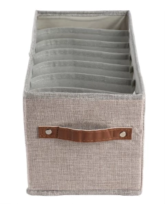 Imagen de CAJA PLEGABLE "REMI" DE TELA 7 DIVISIONES “M” CON MANIJA DE CUERO