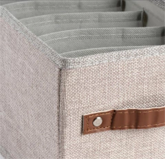 CAJA PLEGABLE "REMI" DE TELA 7 DIVISIONES “M” CON MANIJA DE CUERO en internet