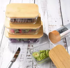 CONTENEDOR DE VIDRIO "VALSEN" HERMETICO CON TAPA DE BAMBOO "L" 1040ml
