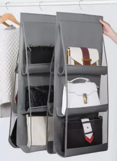 ORGANIZADOR COLGANTE GRIS PARA CARTERAS CON PERCHA - tienda online