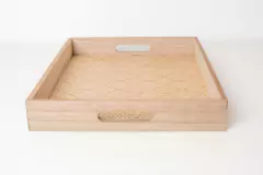 BANDEJA DE MADERA "RONAN" DECO CON ASAS "S" BASE DISEÑO ROMBOS