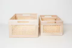 CANASTO "SUECIA VIP" DE MADERA Y ESTERILLA "L" - comprar online