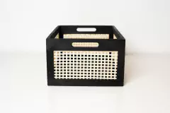 Imagen de CANASTO "SUECIA VIP" DE MADERA Y ESTERILLA "L"