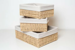 CANASTO "GIRONA"CON LIENZO RECTANGULARES BAJAS "M" - tienda online