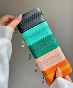 ALHAJERO "CAMELIA SQUARE MINI" CUERO ECOLOGICO CON ESPEJO - Marian Todo Organizado