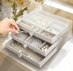 ORGANIZADOR / ALHAJERO "CORCEGA" CON 3 CAJONES Y DIVISIONES AFELPADO - comprar online