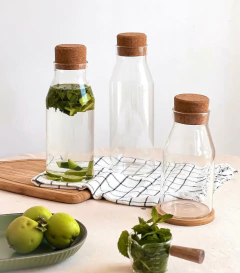 BOTELLA DE VIDRIO "JAMAICA" "L" CON TAPON DE CORCHO 850ml en internet