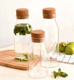 BOTELLA DE VIDRIO "JAMAICA" "L" CON TAPON DE CORCHO 850ml - tienda online