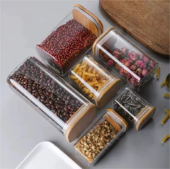 Imagen de FRASCO DE VIDRIO "CAPRI" CON TAPA DE BAMBOO CUADRADA 10x13 #7