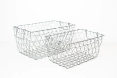 CANASTO "PAULI" METALICO GRIS RECTANGULAR CON MANIJAS "L" - Marian - Todo Organizado