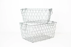 CANASTO "PAULI" METALICO GRIS RECTANGULAR CON MANIJAS "S" - tienda online