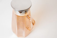 JARRA DE VIDRIO LABRADO MARRON CON TAPA 1400 ML - tienda online