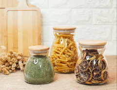 COMBO x3 FRASCOS HERMETICOS "ANACAPRI" DE VIDRIO CON TAPA HERMETICA DE BAMBOO en internet