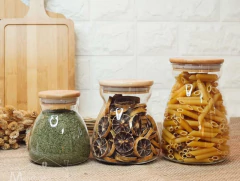 Imagen de COMBO x3 FRASCOS HERMETICOS "ANACAPRI" DE VIDRIO CON TAPA HERMETICA DE BAMBOO