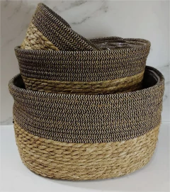 SET X 3 CANASTOS "RAFI" DE FIBRAS NATURALES Y TEJIDO - Marian Todo Organizado