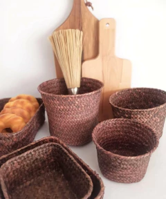 CESTOS "MONET" ALTA TIPO RAFIA x3 - tienda online