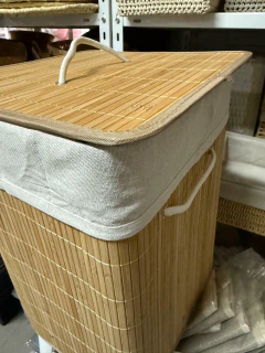 ORGANIZADOR "MALAGA" LAUNDRY NATURAL CON LIENZO DE BAMBOO CUADRADO - tienda online