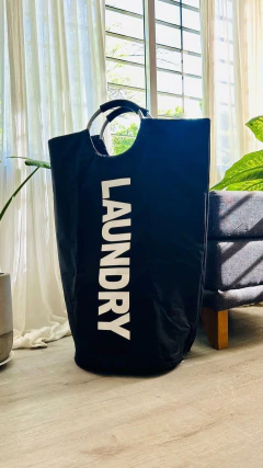 CESTO "LAUNDRY" TELA CON MANIJAS PARA ROPA SUCIA - Marian Todo Organizado