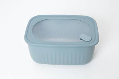 CONTENEDOR HERMETICO SILICONA CON TAPA Y VISOR RESPIRADOR GRIS "M" - tienda online