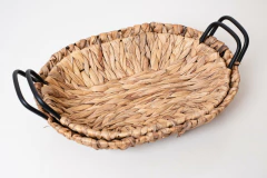 BANDEJA DE SEAGRASS "BELLAGIO " OVALADA CON MANIJAS "L" PROFUNDA - tienda online