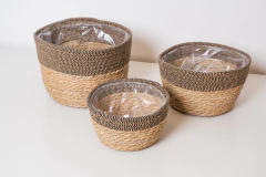 SET X 3 CANASTOS "RAFI" DE FIBRAS NATURALES Y TEJIDO - comprar online