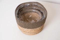 SET X 3 CANASTOS "RAFI" DE FIBRAS NATURALES Y TEJIDO - tienda online